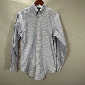 Jos A Bank Travelers Shirt Mens 15 Tailored Fit Button Down Blue Cotton Pocket